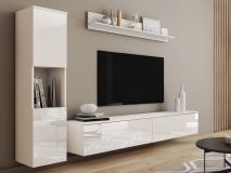 Mur tv-hifi PARLO 4 portes blanc/blanc brillant
