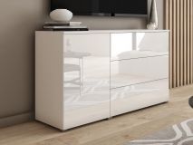 Buffet/bahut PARLO 1 porte 3 tiroirs blanc/blanc brillant