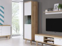 Colonne PROMI 1 porte chêne riviera/blanc avec led