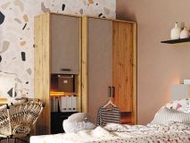 Armoire BIC 2 portes 1 tiroir chêne artisan/gris soie