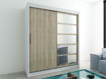 Armoire ROMANE 2 portes coulissantes 180 cm blanc/sonoma