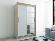 Armoire ROMANE 2 portes coulissantes 150 cm sonoma/blanc