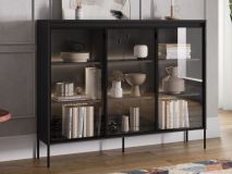 Vitrine TRAINING 3 portes chêne noir avec led