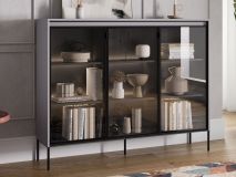 Vitrine TRAINING 3 portes gris avec led