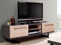 Meuble TV VIAZZA 2 portes dark stone/castella