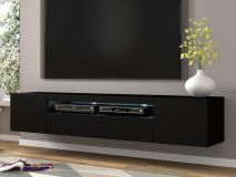 Meuble tv-hifi AUREO 3 portes 200 cm noir avec led