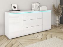 Buffet/bahut VITTORIO 2 portes 3 tiroirs blanc/blanc brillant