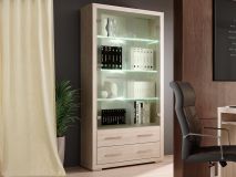 Vitrine VEIGAR 2 portes 2 tiroirs santana clair avec led