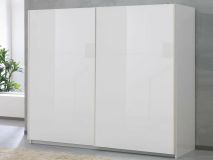 Armoire SALSA blanc laqué 2 portes coulissantes 263 cm portes blanc laqué
