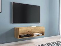 Meuble tv-hifi ACAPULCO 1 porte battante 100 cm chêne wotan