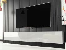 Meuble tv-hifi DUBAI 2 portes battantes 180 cm blanc/blanc brillant