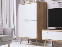 Commode PROMI 4 portes chêne riviera/blanc