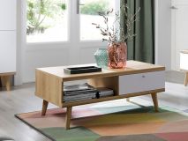 Table basse PROMI 107 cm chêne riviera/blanc