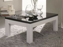 Table basse ROMEO rectangulaire blanc laque/noir laque