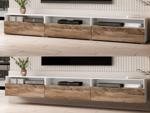 Meuble tv-hifi BABEL II 3 portes 3 blanc/noyer