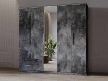 Armoire INDIRA 5 portes 2 tiroirs ardoise colorée avec led