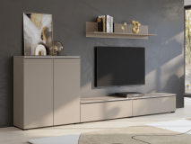Mur tv-hifi TANAMALO 4 portes cachemire avec led