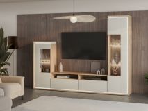 Mur tv-hifi DOLCE 2 portes 2 tiroirs cachemire/chêne