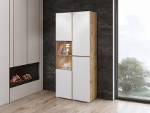 Vitrine CROSSAIR 3 portes blanc/chêne wotan