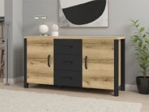 Buffet/bahut OLIANNE 2 portes 3 tiroirs chêne naturel