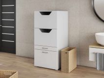 Armoire linge WASHING 2 portes 2 tiroirs blanc