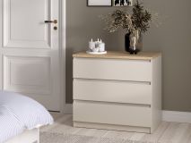 Commode NAIADE 3 tiroirs cachemire/chêne jackson