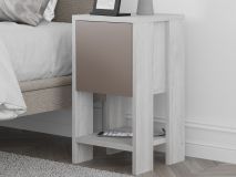 Table de chevet EMAR 1 porte abattante blanc/moka