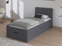 Lit FLASH 90x200 cm gris métallique avec tiroirs