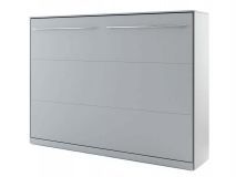 Lit mural escamotable CONCEPTION 140x200 cm gris mat (horizontal) avec matelas