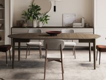 Table repas extensible PLOTY 90 > 210 cm chêne foncé