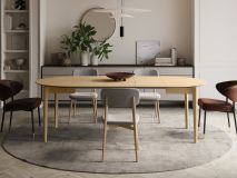 Table repas extensible PLOTY 90 > 210 cm chêne clair