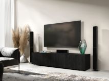 Meuble tv-hifi KINGSTON 1 porte battante 140 cm chêne noir