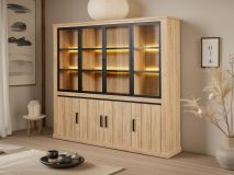 Vaisselier TIBOR 4 portes vitrées 4 portes pleines chêne français