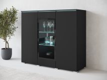 Commode haute VITTORIO 3 portes graphite avec led