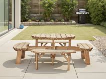 Table pique-nique ronde TRAPANI 8 personnes pin nordique/épicéa