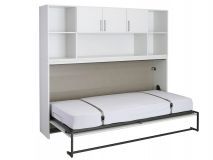Lit escamotable ALBANO 90x200 cm blanc avec surmeuble