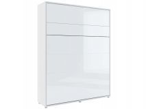 Lit mural escamotable CONCEPTION PRO 160x200 cm blanc/blanc brillant (vertical) avec matelas