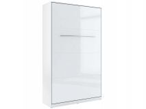 Lit mural escamotable CONCEPTION 120x200 cm blanc/blanc brillant (vertical)