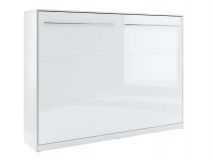 Lit mural escamotable CONCEPTION 140x200 cm blanc/blanc brillant (horizontal)