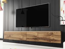Meuble tv-hifi DUBAI 2 portes battantes 180 cm chêne wotan avec led