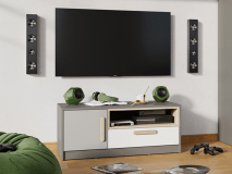 Meuble tv-hifi PIKA 1 porte 1 tiroir blanc/gris clair