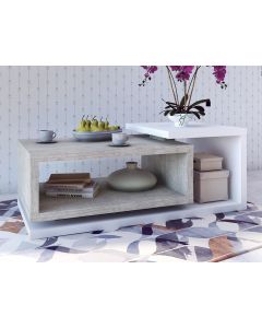 Table basse rectangulaire BOTSWANA 120 cm blanc/béton