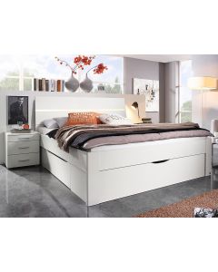 Lit SCARLETT 140x200 cm blanc avec trois tiroirs avec tête de lit led