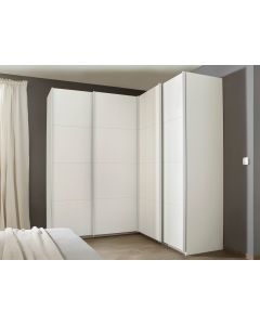 Armoire d'angle QUASI 4 portes blanc sans miroir