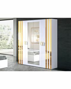 Armoire DECORAZA 4 portes blanc/or