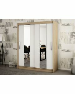 Armoire POLETTE 2 portes coulissantes 150 cm sonoma/blanc