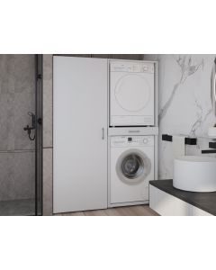 Meuble de salle de bain double pour machine à laver, armoire à linge, sèche-linge  combiné, table à linge, armoire à linge intégrée à deux machines, ensemble  de vanité d'évier (longueur : 130