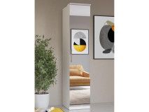 Armoire OPTICO 1 porte blanc/blanc brillant avec miroir