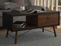 Table basse RYO 1 tiroir 1 niche noyer/noir