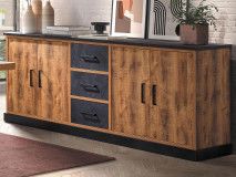 Buffet/bahut OBI 4 portes 3 tiroirs bois tropix
